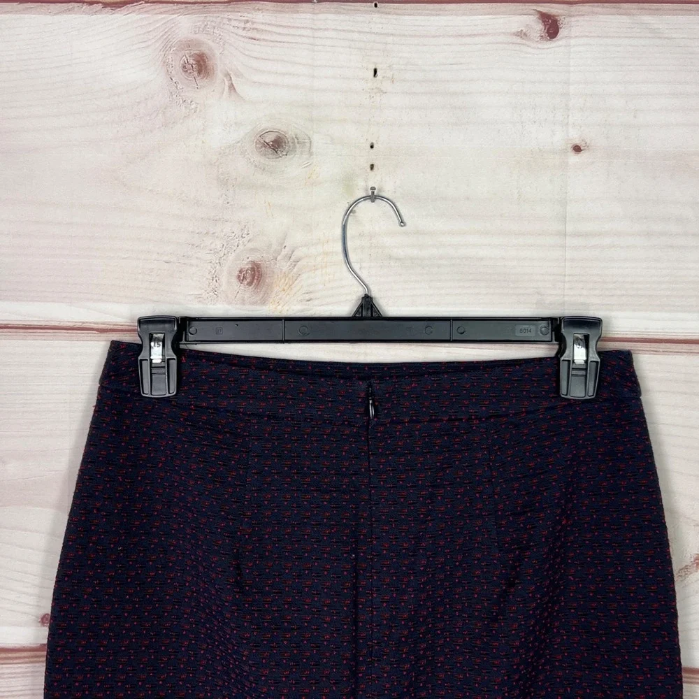 Ann‎ Taylor Skirt Womens 10 Blue Red Texture Pencil Straight Lined Knee Length